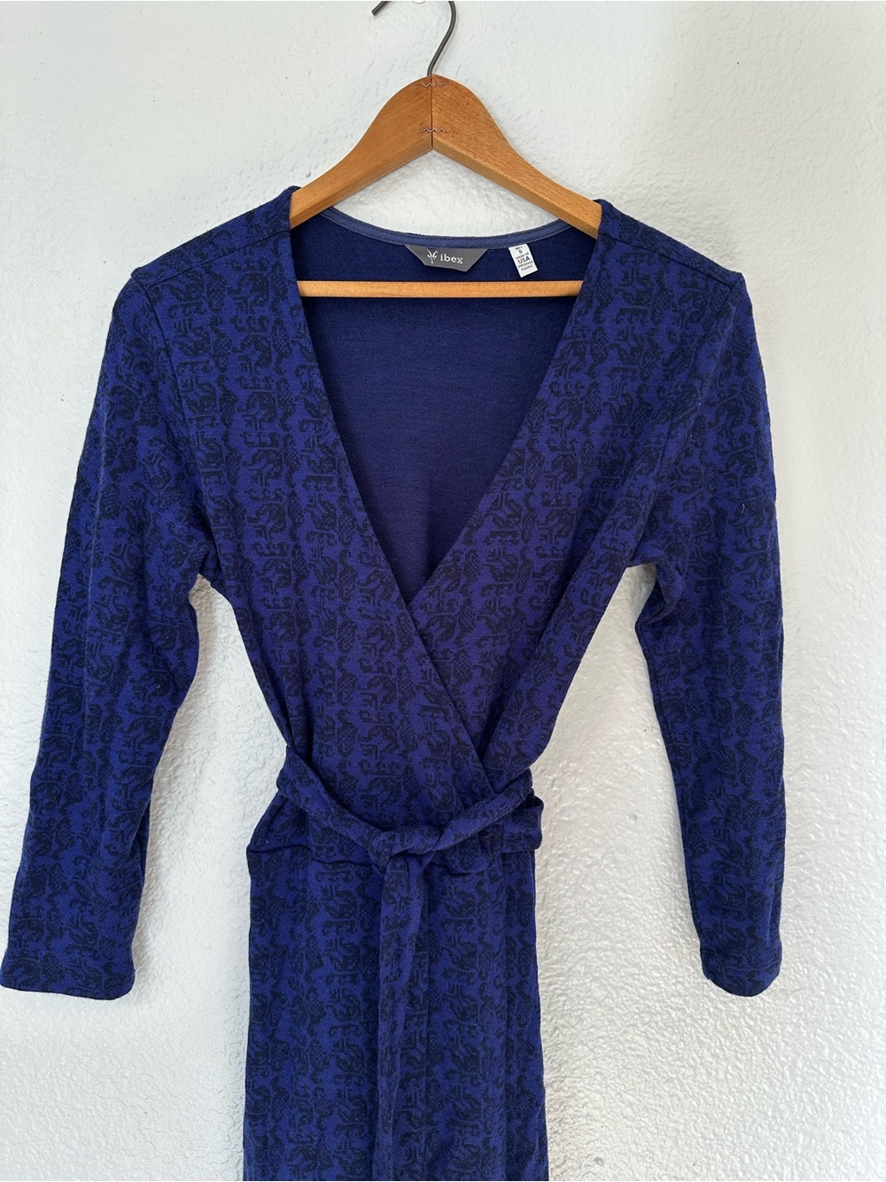 Ibex 100% Wool Purple Wrap Dress